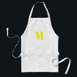 Avental Personalizar monograma branco amarelo inicial<br><div class="desc">Personalizar o monograma inicial branco adulto branco-amarelo</div>