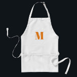 Avental Personalizar monograma branco laranja inicial<br><div class="desc">Personalizar o monograma inicial branco alaranjado Adulto Apron</div>
