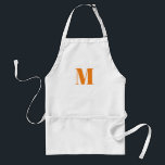 Avental Personalizar monograma branco laranja inicial<br><div class="desc">Personalizar o monograma inicial branco alaranjado Adulto Apron</div>