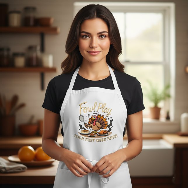 Avental Personalized "Fowl Play" Funny Thanksgiving (Criador carregado)
