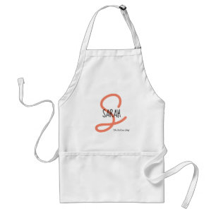 Avental Personalized Modern Coral Elegant Monogram Chef