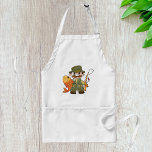Avental Pescador de Cartoon com Pesca Engraçada<br><div class="desc">Mostre o seu amor por pescar com este avental único. Apresentando um gráfico impressionante de um anjo segurando orgulhosamente um peixe e uma vara de pesca, este avental é prático e na moda. Quer você esteja atrapalhando seu dia ou cozinhar para sua aventura ao ar livre, este avental é projetado...</div>