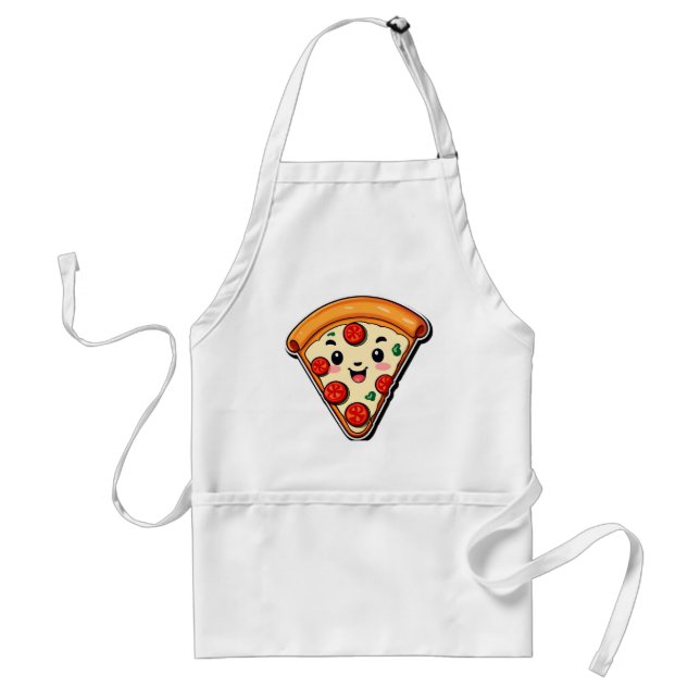 Avental Pizza de desenho animado feliz com pepperoni (Frente)