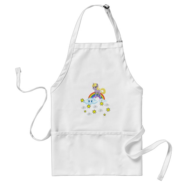 Avental Pony Rainbow Happy Clouds Kitchen Apron (Frente)