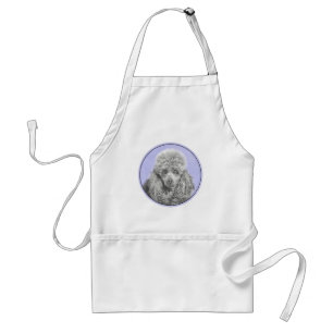 Avental Poodle Miniature Toy Silver Cinza Blue Dog Art