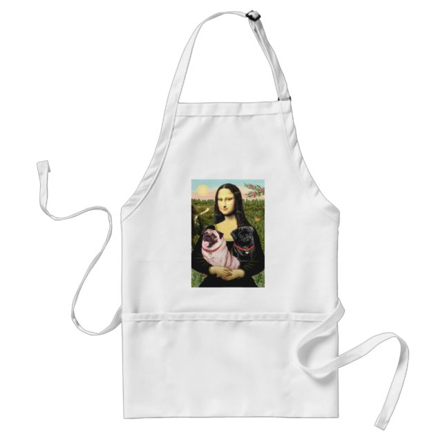 Avental Pugs (Cor de Veado + Preto) - Mona Lisa (Frente)