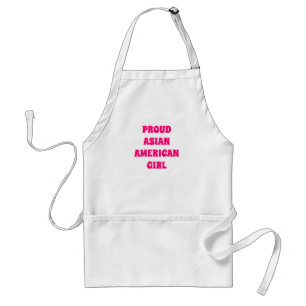 Avental Rapariga Asiática Orgulhosa, branca rosa quente