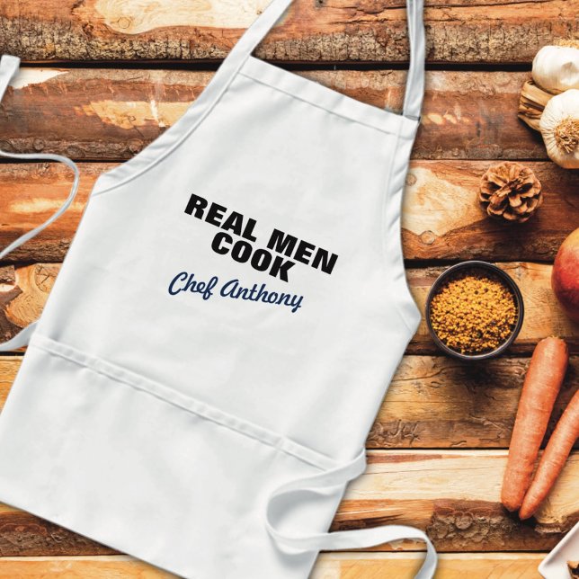 Avental Real Men Cook Personalizado Apron Padrão (Criador carregado)