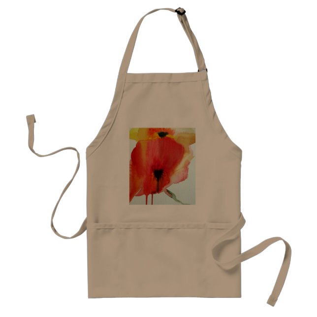 Avental Red Poppies aquarela arte floral moderna (Frente)
