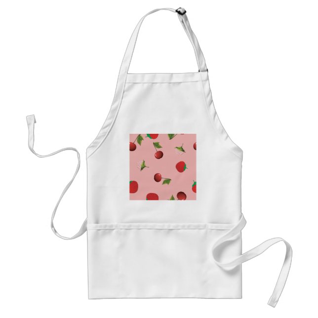 Avental Red Strawberry and Cherry Pattern Pink Fruit (Frente)