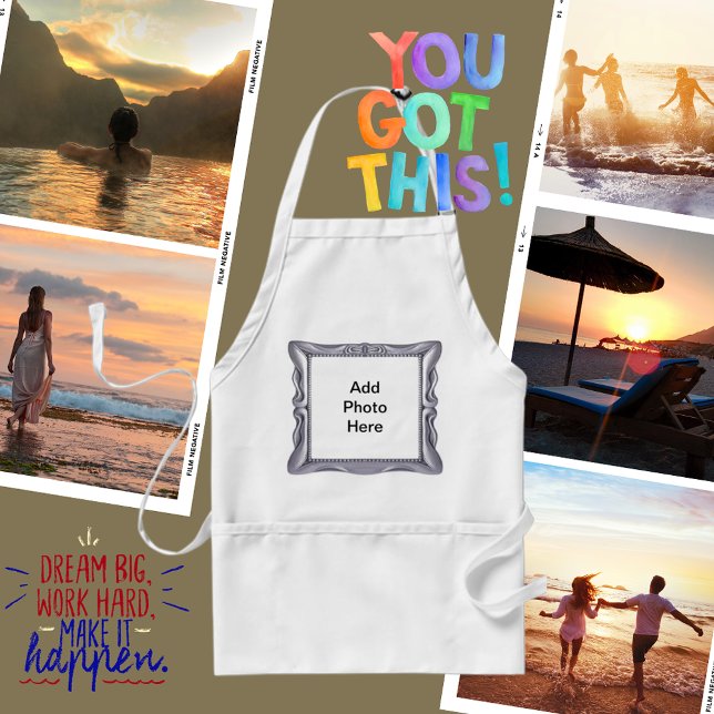 Avental Rico Silver Frame Adicionar Foto Aqui (Fancy Silver Frame Add Photo Here Adult Apron)