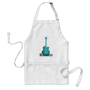 Avental Rockstar Damask Guitar Apron, Turquesa