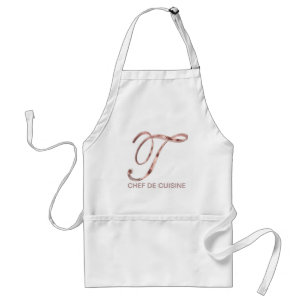 Avental Rosa Dourado Monograma T Chef de Cuisine ou seu te