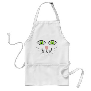 Avental Rosto Gato Bonito em Branco