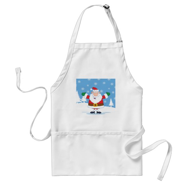 Avental Santa Claus in Snowy Winter Scene (Frente)