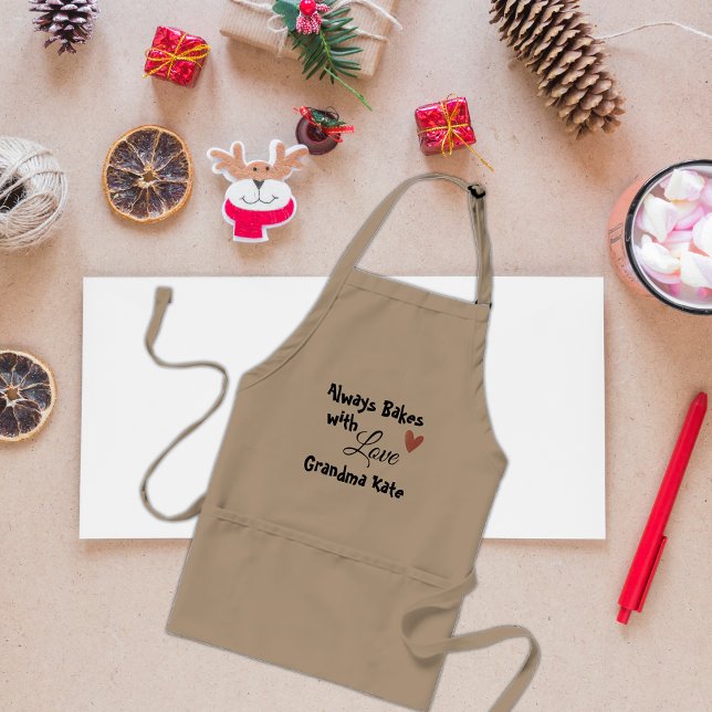Avental Sempre Assares Com Amor Vovó Personalizada (Always Bakes With Love Personalized Grandma Adult Apron)