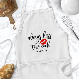 Avental Sempre Beije O Cozinheiro Nome Personalizado