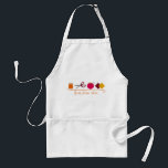 Avental Sewing<br><div class="desc">Um avental que caracteriza uma ilustração de um carretel da linha alaranjada,  de um par de tesouras,  de um coxim do pino,  e de duas amostras de folha do tecido.  Personalize com seu nome na laranja.</div>