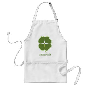Avental Shamrock verde, trevo de quatro folhas, pratos con