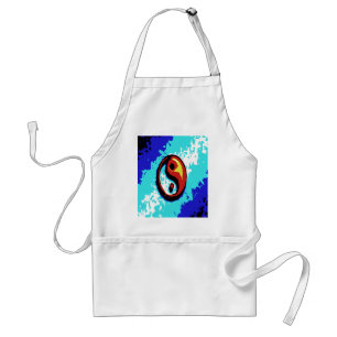 Avental Símbolo Yin Yang, vermelho e azul, artístico