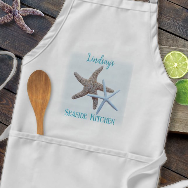 Avental Starfish Personalizado Beach Kitchen Apron (Criador carregado)