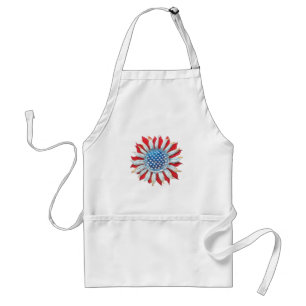 Avental Sunflower American Flag 4 de julho Women Men Meri