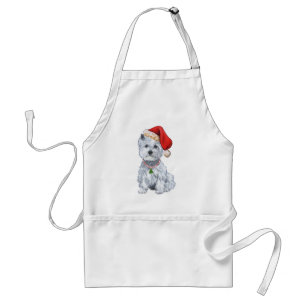Avental Terrier Branco do West Highland Papai Noel