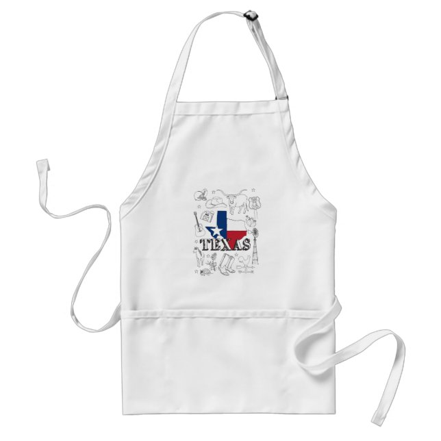 Avental Texas Illustration Doodles do Texas Pattern (Frente)
