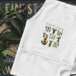 Avental Texto Personalizado do Herbal Stems Jars<br><div class="desc">Bítrio branco com design de ervas. Este avental tem bolsos longos na frente e hastes e frascos no peito. Adicione uma linha de texto ou um nome em script roxo ao longo da parte superior.</div>
