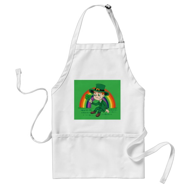 Avental Toon leprechaun bonito com shamrock e arco-íris (Frente)
