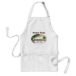 Avental Tropical Luau Party Tiki Hut Bar Apron