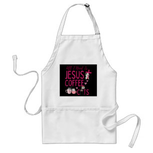 Avental Tudo Que Preciso É Jesus, Café e Gatos Fu Cristão