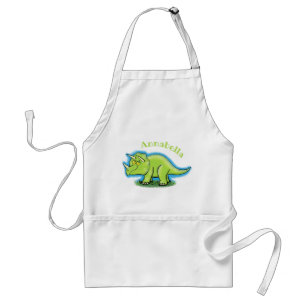 Avental Um desenho animado de dinossauros triceratops verd
