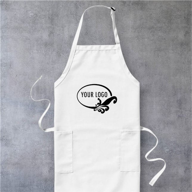 Avental Uniforme Branco Longo Personalizado com Bo (MISOOK White Apron with Logo)