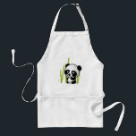 Avental Urso panda branco e preto num pomar de bambu.<br><div class="desc">Que ilustração bonita e adorável de um urso panda preto e branco sentado entre os caules de bambu verdes em um pequeno bosque,  com aparência feliz,  amigável e amorosa</div>