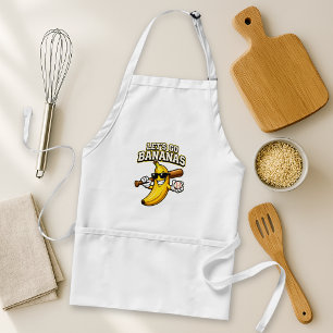 Avental Vamos Torcer Bananas Beisebol Retrô Banana Engraça