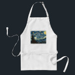 Avental Vincent van Gogh, Noite Estrelada. Famosa arte.<br><div class="desc">Vincent van Gogh,  Noite Estrelada. Pintura famosa da paisagem petrolífera de belas artes e apos impressionismo. Famoso céu azul escuro imaginário e estrelas amarelas espirais,  com casas na cidade por baixo.</div>