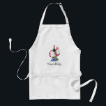 Avental Vinho Vermelho Pensado | Nome do Chef Adulto Apron<br><div class="desc">Um copo personalizado de pombos para o seu próximo provando de vinho ou coquetel.  
Apresenta uma ilustração com o estilo aquarela de um copo de vinho,  garrafa e uva e um ponto para o nome do cozinheiro por baixo.</div>