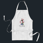 Avental Vinho Vermelho Pensado | Nome do Chef Adulto Apron<br><div class="desc">Um copo personalizado de pombos para o seu próximo provando de vinho ou coquetel.  
Apresenta uma ilustração com o estilo aquarela de um copo de vinho,  garrafa e uva e um ponto para o nome do cozinheiro por baixo.</div>