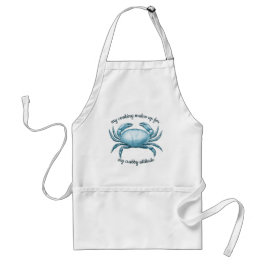 Avental Vintage Blue Crab Good Cook Crabby Atitude Engraça