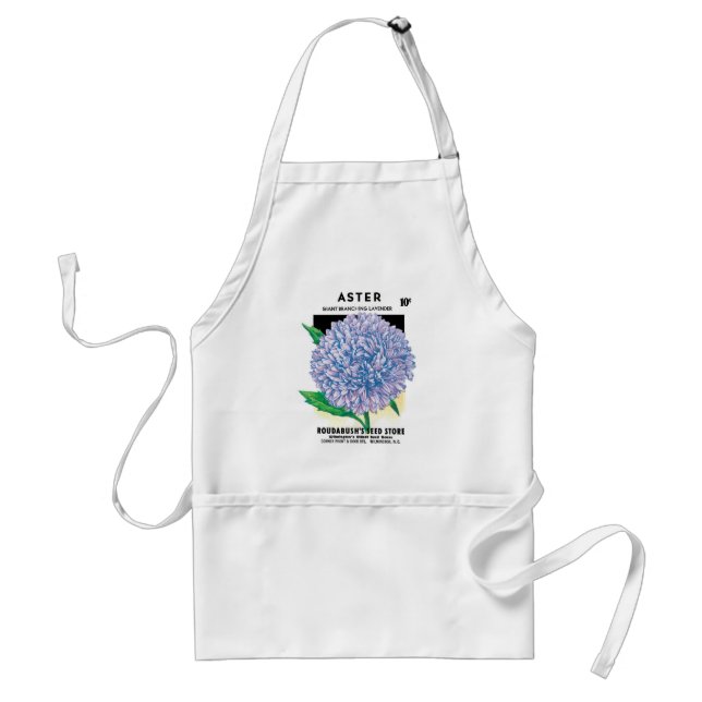 Avental Vintage Seed Packet Art, Flores De Aster Roxo (Frente)