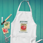 Avental Vintage Seed Packet Garden Slogan Long Apron<br><div class="desc">Personalize este avental temático do jardim com seu próprio texto. Impresso com uma imagem colorida de um pacote de sementes vegetais vintage e texto humorístico com a citação "A jardinagem é mais barata do que a terapia - e você recebe tomate." Consulte outros itens de coordenação nesta coleção.</div>