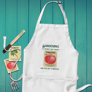 Avental Vintage Seed Packet Garden Slogan Long Apron