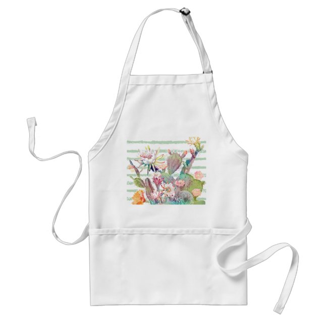 Avental Watercolor Cactus Floral Striper Design (Frente)