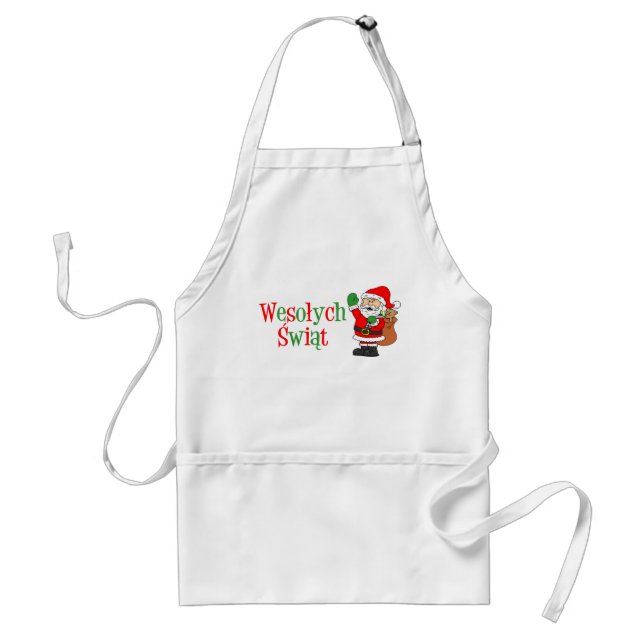 Avental Wesolych Swiat, adulto de Natal polonês Apron (Frente)