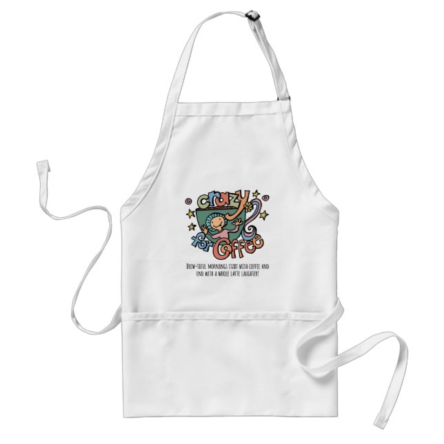 Avental Whimsical Crazy for Coffee Cartoon (Frente)