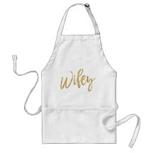 Wifey Faux Gold Foil Apron Dom Casamento