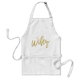Avental Wifey Faux Gold Foil Apron Dom Casamento