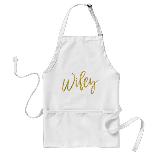Avental Wifey Faux Gold Foil Apron Dom Casamento (Frente)