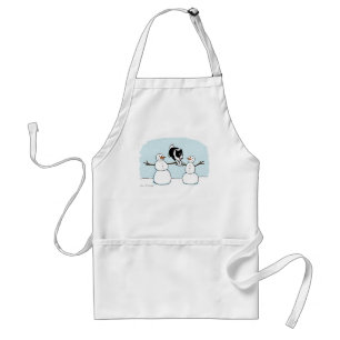 Avental Winter Holiday Border Collie Brincando com Neves